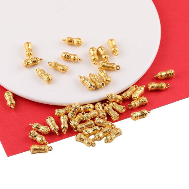 Mini Gold Ingot Bar Copper Coin Peanut Alloy Pendant Housewarming Home Decoration Jewelry
