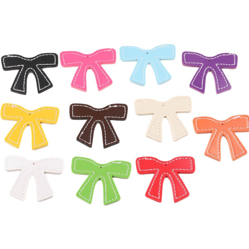 Simple Colorful Pu Leather Bow Key Chain Pendant Accessories Bag Material Jewelry