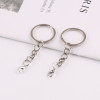 25mm Metal Flat Ring Keychain with Four-section Chain Lobster Buckle Diy Doll Accessories