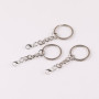 25mm Metal Flat Ring Keychain with Four-section Chain Lobster Buckle Diy Doll Accessories