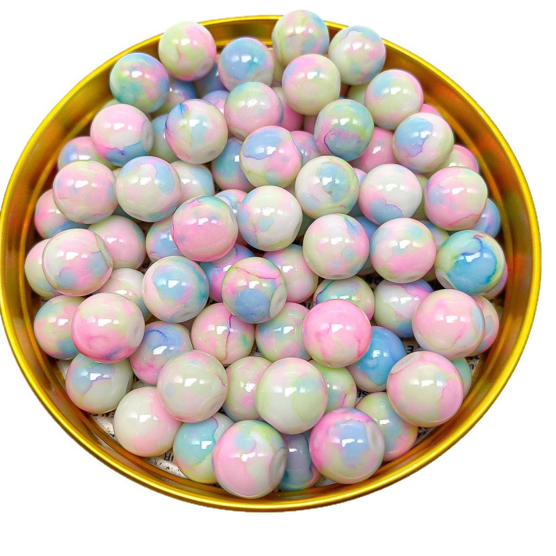 10mm Gold-sprinkled Water-dyed Transfer Glass Beads Loose Handmade Bracelets Necklaces