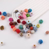 15mm Colorful Leopard Print Plush Ball Loose Beads Felt Knitted Wool Large Hole Diy