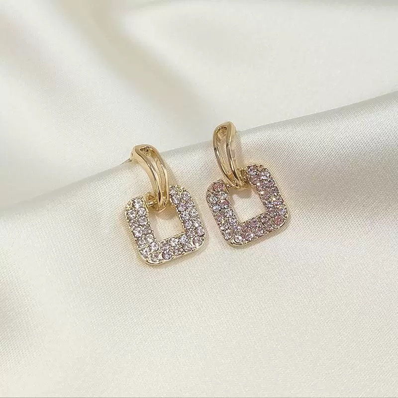 Earrings, Retro, Gentle and Exquisite, Square Versatile, Geometric