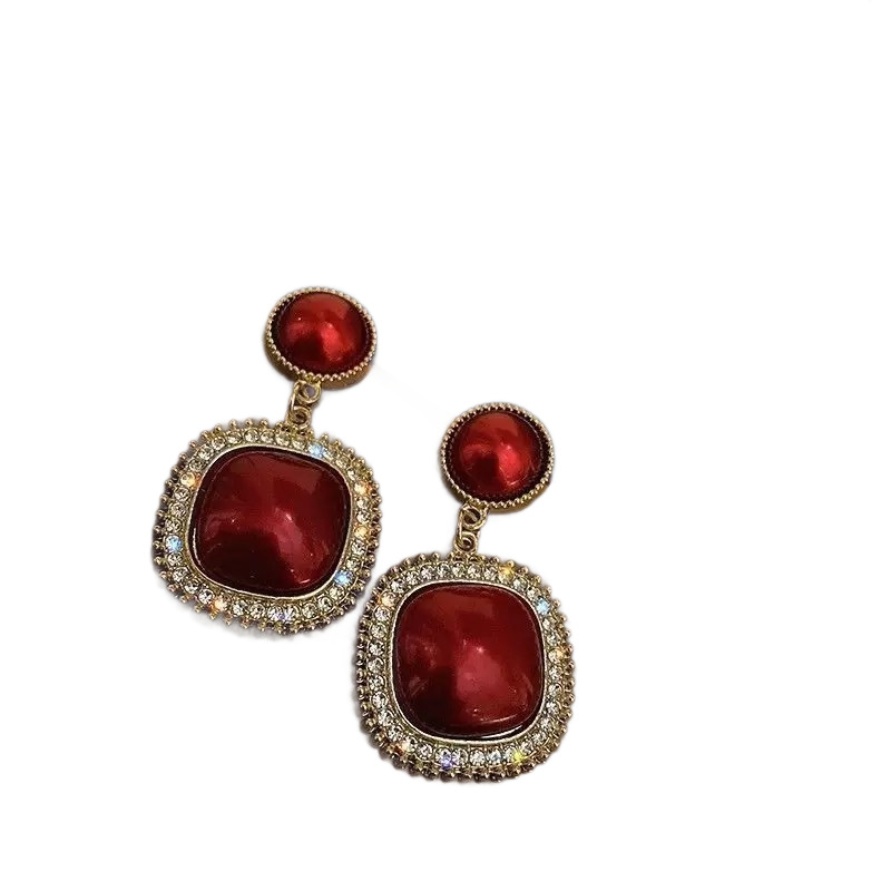 Earrings, Retro, Gentle and Exquisite, Square Versatile, Geometric