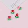 Colorful Transparent Gradient Tulip Flowers Leaves Glass Loose Beads Diy Handmade