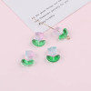 Colorful Transparent Gradient Tulip Flowers Leaves Glass Loose Beads Diy Handmade