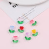 Colorful Transparent Gradient Tulip Flowers Leaves Glass Loose Beads Diy Handmade