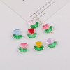 Colorful Transparent Gradient Tulip Flowers Leaves Glass Loose Beads Diy Handmade