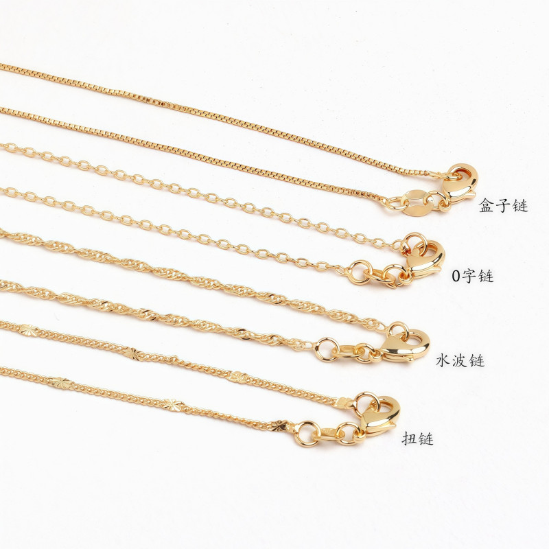 18k Gold-filled High Color Retention O-shaped Chain Water Wave Box Flat O Diy Handmade