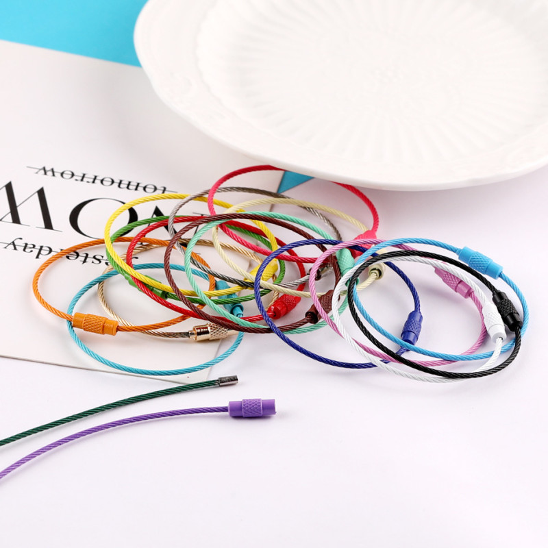 25mm Metal Flat Ring Keychain with Four-section Chain Lobster Buckle Diy Doll Accessories