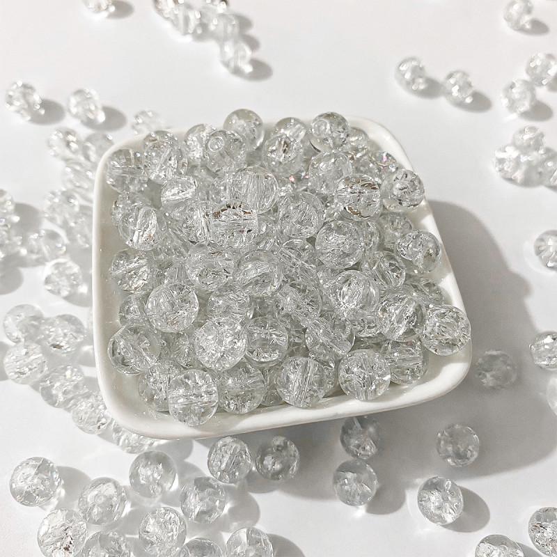 8mm Crystal Explosion Beads Ice Cracked Glass Hand String Loose Batch Handmade Diy