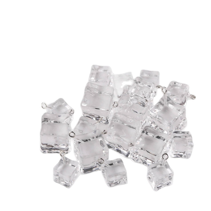 Simulated Ice Cube Transparent Three-dimensional Square Acrylic Pendant Diy Keychain Bag