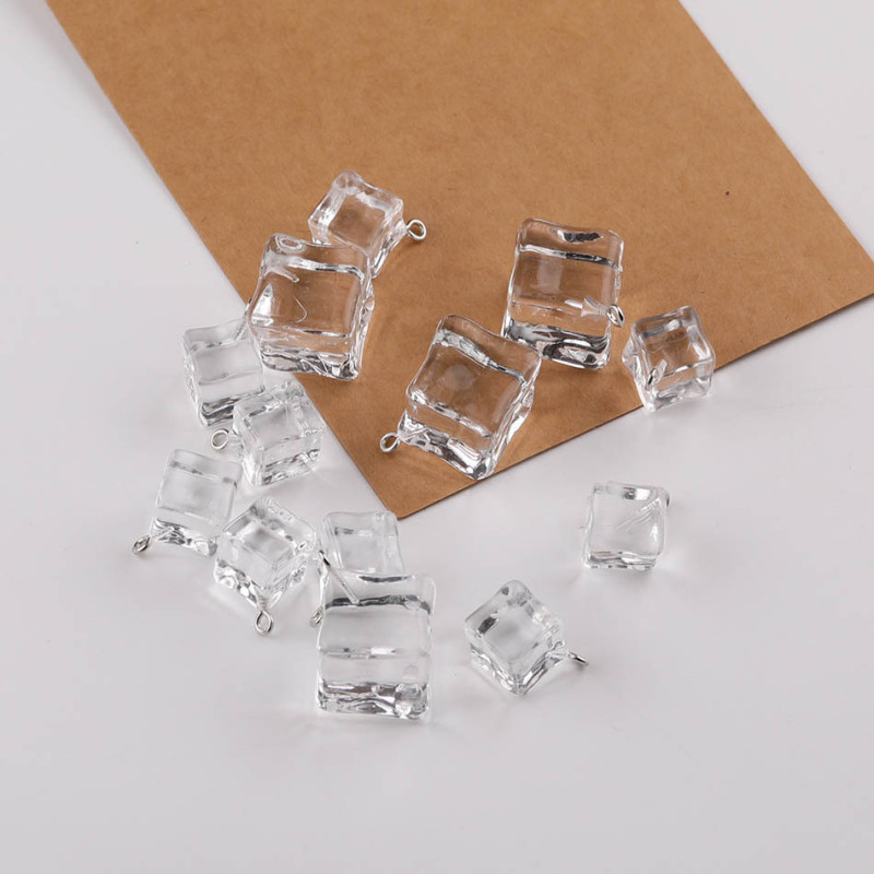 Simulated Ice Cube Transparent Three-dimensional Square Acrylic Pendant Diy Keychain Bag